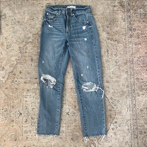 Garage denim distressed mom jeans